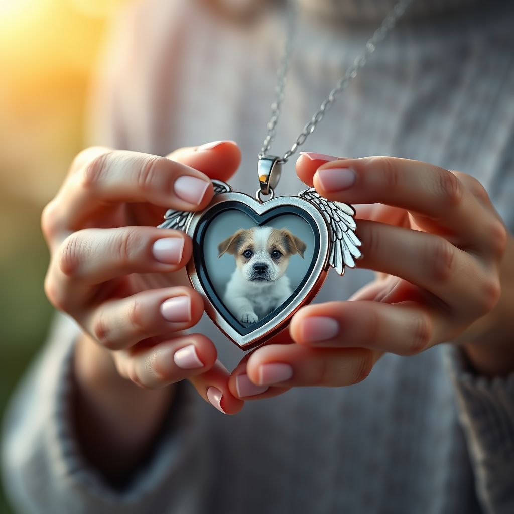 Relicario con la foto de una mascota